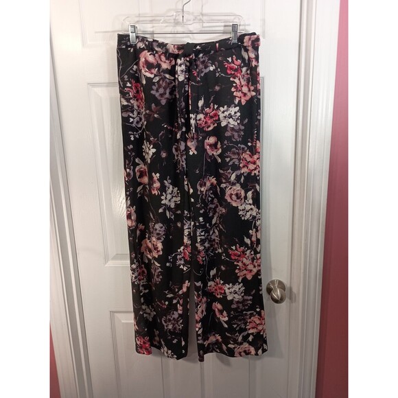 Hot Kiss Pants Size XL Floral Tie Waist Wide Leg - Picture 2 of 10